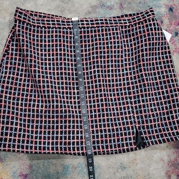 Eloquii Chic Black, Red & Blue Tweed Skirt Size 18 - Picture 12 of 13